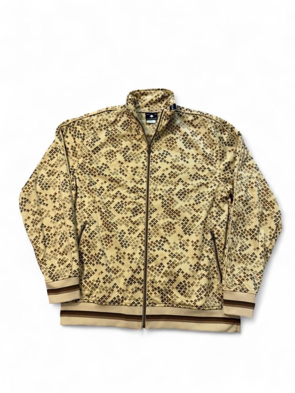 LRG Lifted Research Group small trees AOP full zip track jacket tan brown XL men